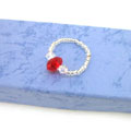 红水晶小米珠手编绳戒指