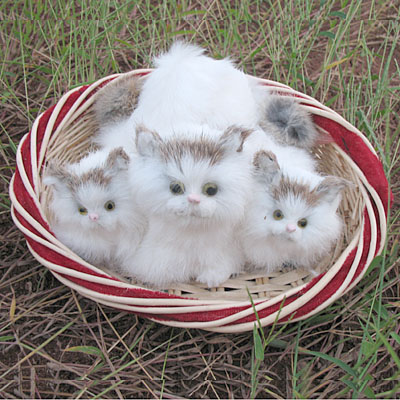 仿真猫咪幸福一家合影