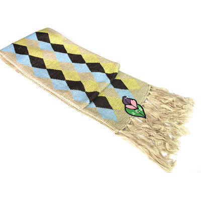 米黄色菱形精品韩版围巾