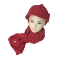 红花朵韩版帽子围巾2件套