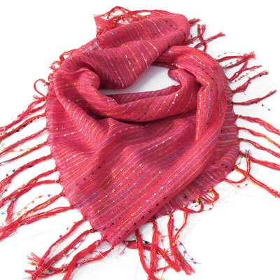 08流行韩版梭织彩丝织暗红色围巾
