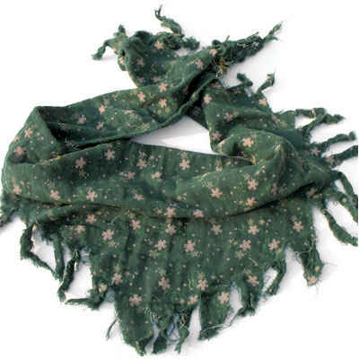 绿色碎花三角形时尚韩式围巾披肩