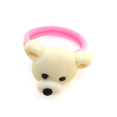 白色小熊二元软陶戒指饰品