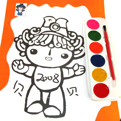 福娃贝贝大号双面干水彩纸画