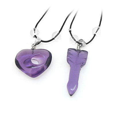 开心锁的钥匙情侣紫水晶项链