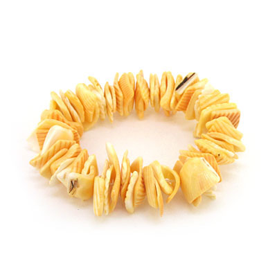 黄色海洋贝壳饰品批发/黄贝壳手链