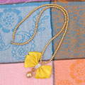 黄珍珠黄水晶毛衣链蝴蝶项链