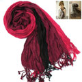 韩国流行款式玫红超长三层多色流苏围巾
