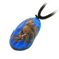 深邃蓝色人工昆虫琥珀螃蟹毛衣链
