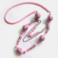 粉色珠子小球毛衣链[韩国明星]