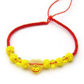 黄色线团水晶串珠红绳编制手链