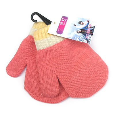 毛线手套粉色可爱小孩包套