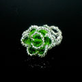漂亮绿水晶玫瑰花小米珠戒指