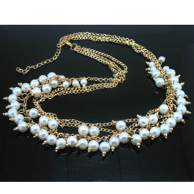 时尚金色三层珍珠项链特价热卖