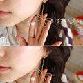 日韩流行Qnigirls甜美缠绕蝴蝶珍珠花朵耳环