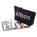 kitson实用黑色麂皮绒手提包 烫金logo便当包单肩包批发